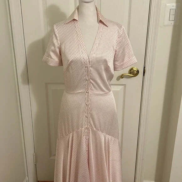 Alexis Pink Polka Dot Athena Maxi Dress Retail$625 New Size Small